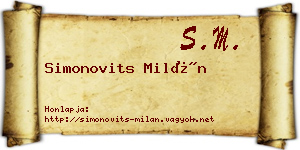 Simonovits Milán névjegykártya